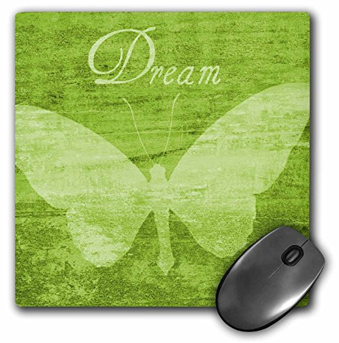 3dRose LLC 8 x 8 x 0.25 Inches Mouse Pad, Pale Green Dream Butterfly (mp_44723_1)