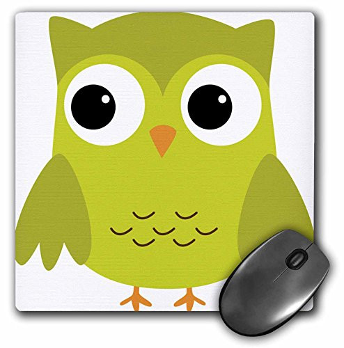 3dRose LLC 8 x 8 x 0.25 Inches Cute Green Owl Mouse Pad (mp_58280_1)