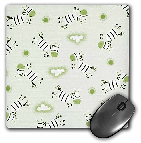 3dRose LLC 8 x 8 x 0.25 Inches Jumping Zebras on Soft Green Mouse Pad (mp_60652_1)