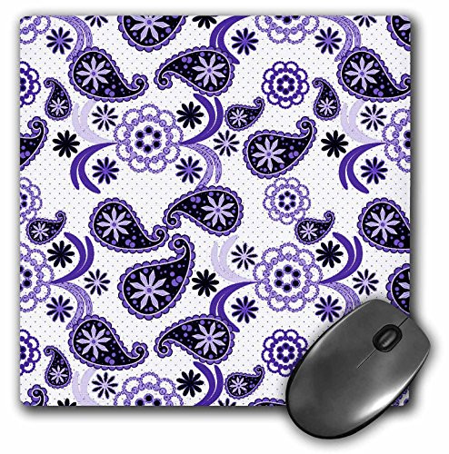 3dRose LLC 8 x 8 x 0.25 Inches Mouse Pad, Purple Paisley Pattern (mp_65369_1)