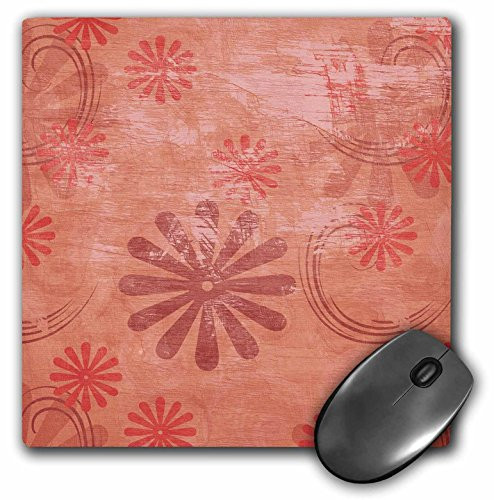 3dRose LLC 8 x 8 x 0.25 Inches Mouse Pad, Antique Style Pink and Peach Fun Flowers (mp_99341_1)