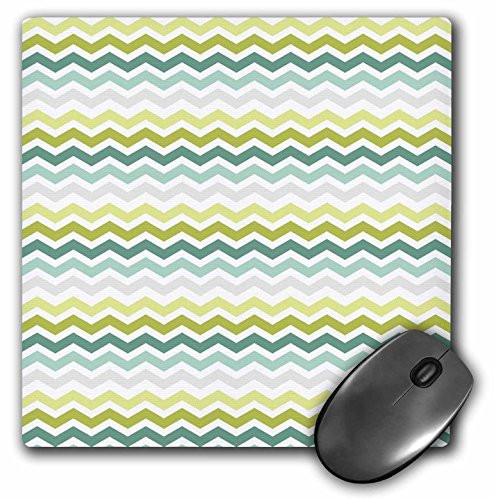 3dRose LLC 8 x 8 x 0.25 Inches Shades of Green Chevron Chic Zigzag Girly Art Mouse Pad (mp_152129_1)