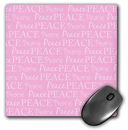 3dRose LLC 8 x 8 x 0.25 Inches Mouse Pad, Girly Pink Inspirational Peace Word Art (mp_164550_1)