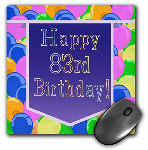 3dRose LLC 8 X 8 X 0.25 Inches Mouse Pad Balloons with Purple Banner Happy 83Rd Birthday (Mp_174866_1)