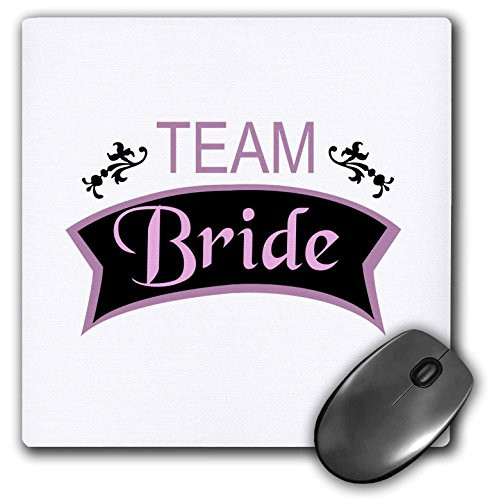 3dRose 8 x 8 x 0.25 Inches Mouse Pad, Team Bride in Pink/Black (mp_151560_1)