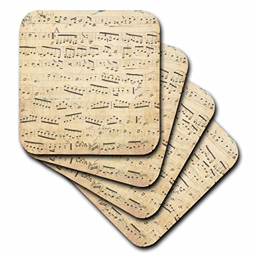 3dRose CST_120273_1 Grunge Musical Notes Vintage Sheet Music Yellowed Piano Notation Pianist and Musician Gifts Soft Coasters, Set of 4 3dRose CST_120273_1 Grunge Musical Notes Vintage Sheet Music Yellowed Piano Notation Pianist and Musician Gifts Soft Coasters, Set of 4