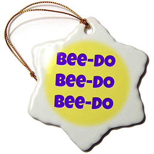 3dRose ORN_195349_1 Bee Do, Bee Do, Bee Do, Blue, Yellow Snowflake Ornament, Porcelain, 3-Inch