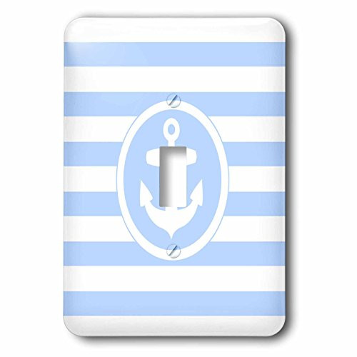 3dRose lsp_179685_1 Nautical Anchor Circle Design on Light Blue and White Striped Stripes Light Switch Cover 3dRose lsp_179685_1 Nautical Anchor Circle Design on Light Blue and White Striped Stripes Light Switch Cover