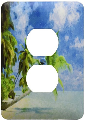 3dRose lsp_100820_6 Impressionism Painting of a Hawaiian Beach with Palms Over The Ocean Light Switch Cover