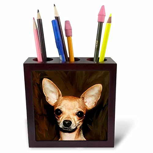 3dRose ph_4468_1 Chihuahua Portrait Tile Pen Holder, 5-Inch