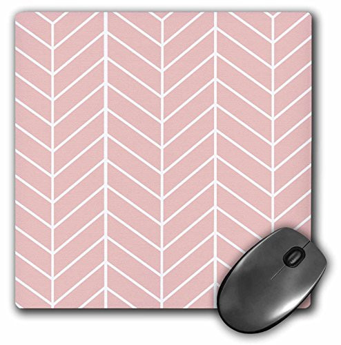 3dRose Coral Pink herringbone pattern - modern arrow feather design - Mouse Pad, 8 by 8 inches (mp_179816_1)
