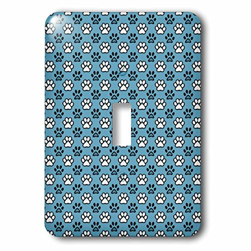 3dRose lsp_168460_1 Cute White And Blue Paw Prints Pattern Toggle Switch Multicolor
