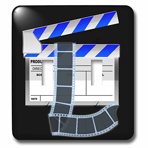 3dRose lsp_101294_2 Blue and White Movie Clapboard Double Toggle Switch Multicolor