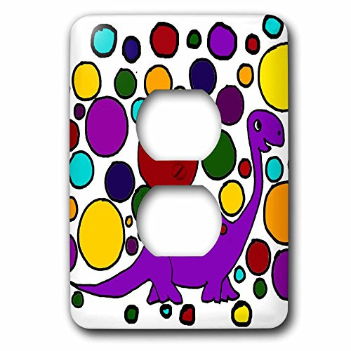 3dRose lsp_204415_6 Funny Purple Brontosaurus Dinosaur Abstract Art 2 Plug Outlet Cover, Multicolor