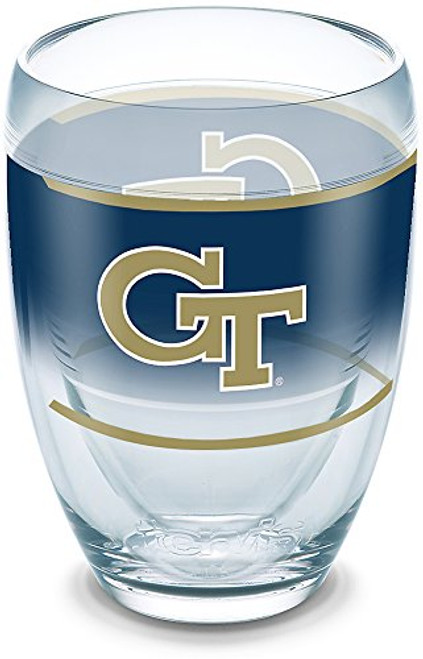 Tervis 1292555 Georgia Tech Yellow Jackets Original Insulated Tumbler with Wrap 9oz Stemless Wine Glass Clear