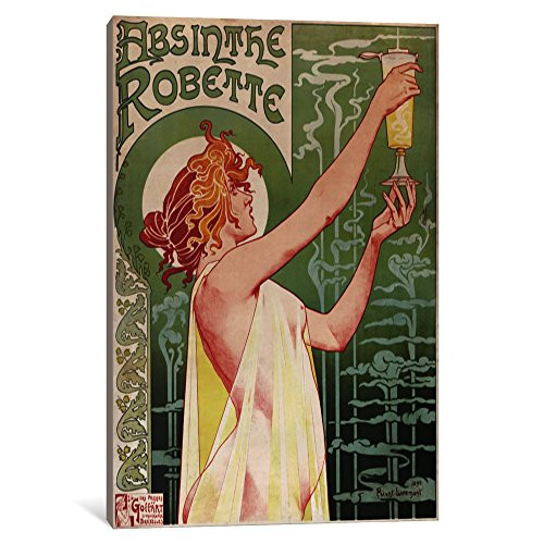 iCanvasART 1 Piece Absinthe Robette Vintage Poster Canvas Print by Private Livemont, 0.75 x 12 x 18-Inch
