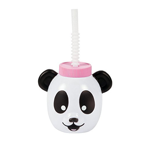 Fun Express - Molded Panda Party Cups (8pc) for Birthday - Party Supplies - Drinkware - Sipper & Molded Cups - Birthday - 8 Pieces