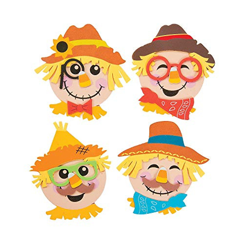 Fun Express - Scarecrow Head Magnet CK-12 for Fall - Craft Kits - Stationary Craft Kits - Magnet - Fall - 12 Pieces