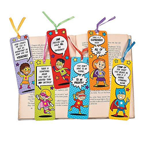 Fun Express 48 ~ Superhero Laminated Bookmarks ~ Size: 2" x 6" ~ New