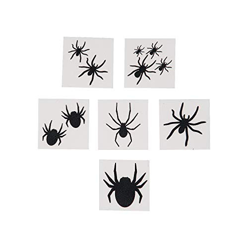 Fun Express - Black Spider Tattoos for Halloween - Apparel Accessories - Temporary Tattoos - Regular Tattoos - Halloween - 72 Pieces