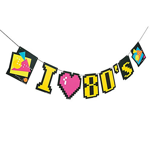 Fun Express - 80's Party Garland for Party - Party Decor - Hanging Decor - Garland - Party - 1 Piece