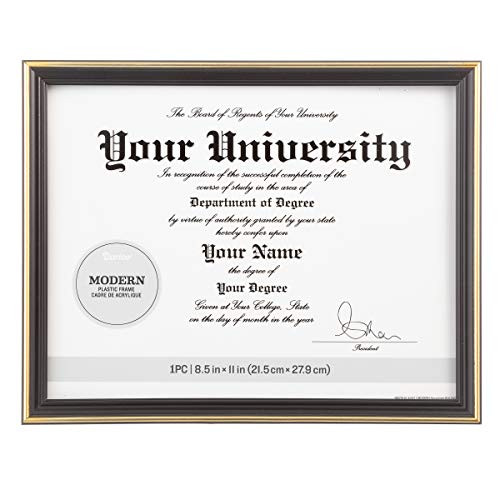 Darice Document Frame: Black with Gold Accents, 8.5 x 11 Inches