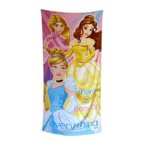 S&L Home Fashion Disney Princess Cinderella, Belle, and Rapunzel Clubhouse Fiber Reactive Beach Towel - Sunbeam