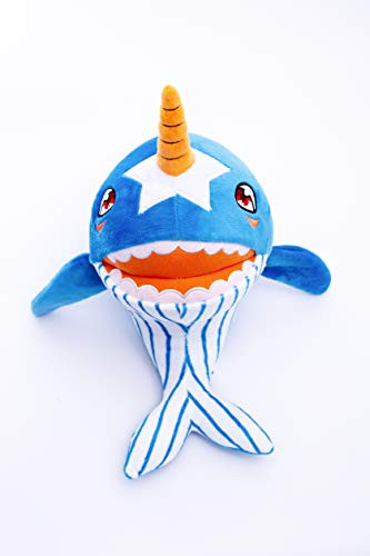 LownRain Narwhal Toy --Plush Stuffed Animal Singing Baby Shark Song Doll (Blue)