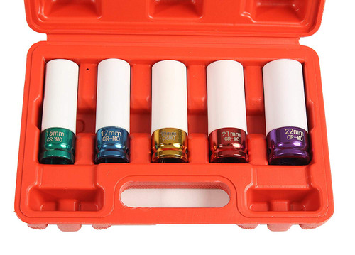 Lug Nut Socket Set, Professional Grade, Manufactured Using Quality Chromoly Steel, 5-piece Thin Wall Impact Sockets, Durable Lug Nut Remover by Shankly