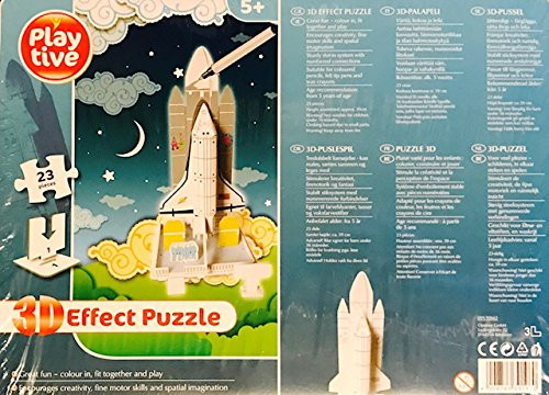 Playtive 3D Effect Puzzle- Space Shuttle- 23 Pieces- Ages 5 and Up