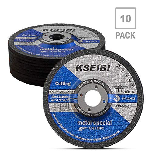 KSEIBI 645102 4-Inch by 1/8-Inch Metal Cutting and Grinding Disc Depressed Center Cut Off Grind Wheel, 5/8-Inch Arbor, 10-Pack