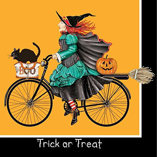 Paperproducts Design PPD 3252649 Halloween Witch Beverage/Cocktail Paper Napkins, 5"x5", Orange