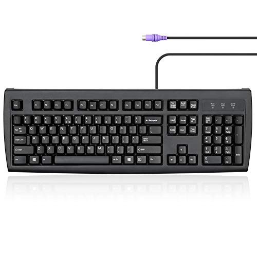 Perixx Periboard-107 Wired PS2 Ergonomic Computer Keyboard, Standard Native PS/2 Keyboard for PC, Black, US Layout