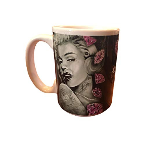 Marilyn Monroe Mug 16 Ounce - James Danger Artwork (Marilyn Monroe Tattoo Purple Diamonds)