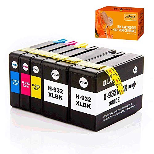 JoyPrinting 932XL 933XL Compatible Ink Cartridge Replacement for HP 932 XL 933 XL (5 Pack) to use with HP Officejet 6600, 6700, 7612, 6100, 7610, 7110