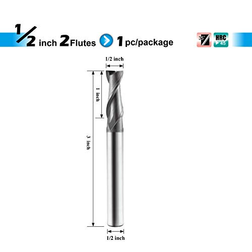 SPEED TIGER ISE Carbide Square End Mill - Micro Grain Carbide End Mill for Alloy Steels/Hardened Steels - AlTiBN Coating - 2 Flute - ISE1/2"2T (1 Piece, 1/2")