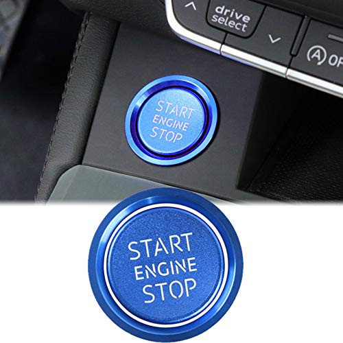 Xotic Tech Blue Start Engine Stop Push Button Cover + Ring Fit Audi A4 A5 Q5 - S Line Style Start Stop Button Decor