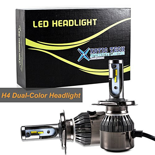 Xotic Tech 9003 H4 LED Headlight Bulbs Dual High/Low Beam Conversion Kit 36000LM White & Yellow for Toyota Honda Chevrolet - 2 Pieces