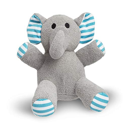 FAO Schwarz 9 Textured Stripe Floppy Elephant Plush in Gray, White, and Blue/Green, Ultra Soft and Snuggly Stuffed Animal Doll for Kids and Baby