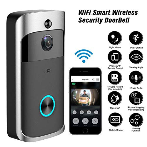 USDREAM Smart Wireless 720P HD Camera Home WiFi Security Doorbell WI-FI Real-Time Phone Video Door Bell with Two-Way Talks, Day/Night Vision, PIR Motion Detection for Indoor and Outdoor
