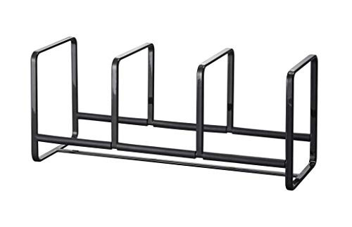 YAMAZAKI home Storage Rack Wide for Kitchen Cabinets Tower Dish Organizer, Black, Small