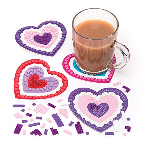 Baker Ross Mosaic Heart Coaster Kits (Pack of 6) for Kids to Make and Gift for Mother's Day / Valentine's Day Baker Ross Mosaic Heart Coaster Kits (Pack of 6) for Kids to Make and Gift for Mother's Day / Valentine's Day