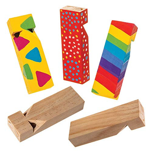 Baker Ross Wooden Railroad Whistle (Pack of 5) Plastic Noisemakers Perfect for Kids Goodie Bags, Halloween Party Favors, Pinata Filler or Train Birthday Presents