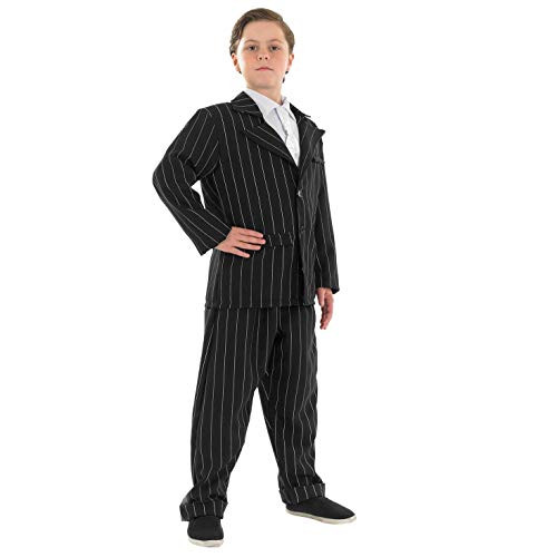 fun shack Boys Little Gangster Costume Kids Black Pinstripe Mafia 1920S Suit - X-Large