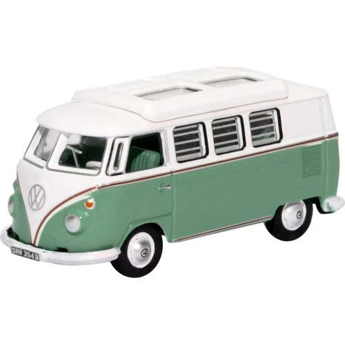 Oxford Diecast 76VWS002 Volkswagen VW T1 Camper Turquoise and White 1:76 Scale