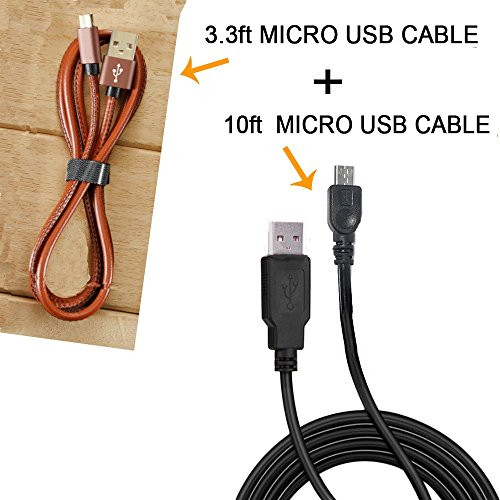 PS4 Controller Charger Cable (2pcs 3ft and 10ft) - Dual Shock 4 Micro USB Cable, Charging and Data Sync Cord for Sony Playstation 4, PS4 Slim/Pro Controller(Brown)