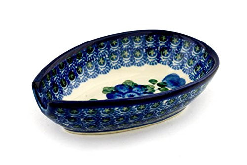 Polish Pottery Spoon Rest 5-inch Blue Poppies