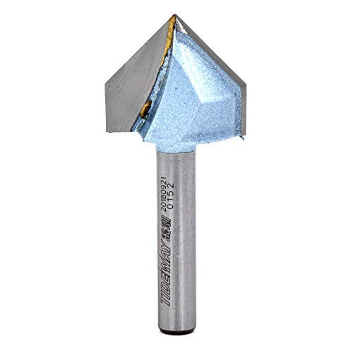7/8-Inch Cutting Dia 1/4-Inch Shank Woodworking 90 Degree Carbide Tipped 2-Flute V-Groove Router Bit