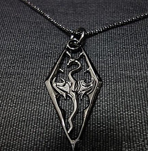 Mxnpolar The Elder Scrolls V Skyrim Dragonborn Logo Pendant Necklace Cosplay Accessories Black