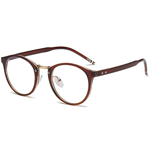LANVO Blue Light Blocking Glasses, Anti Eye Strain Headache, Computer Reading/Game Glasses UV400 Transparent Lens, Brown